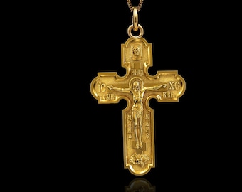 Gold Orthodox Cross Pendant - Cross Necklace, Christian Jewelry, Symbol Of Courage | Made In USA