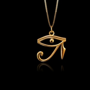 MINI Eye of Ra Pendant (22.5 mm) - Solid Gold Eye of Ra Necklace, Egyptian Jewelry, Symbol Of Protection And Power – Made In USA