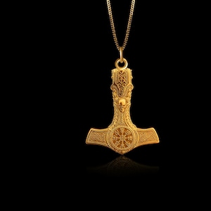 MINI Mjolnir, Thor Hammer Pendant (29.5 mm) - Solid Gold Hammer Necklace, Norse Jewelry, Symbol Of Strength & Protection – Made In USA