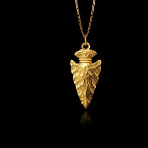 MINI Arrowhead Pendant (26.5 mm) - Solid Gold Arrowhead Necklace, Tribal Jewelry, Symbol Of Strength & Protection – Made In USA