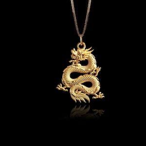 MINI Dragon Pendant (25.5 mm) - Solid Gold Dragon Necklace, Mythical Creature Jewelry, Symbol Of Power And Protection – Made In USA