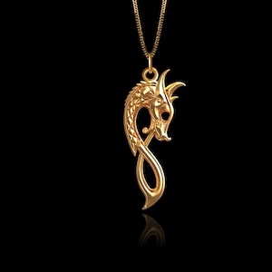 Gold Celtic Dragon Pendant 2 - Solid Gold Celtic Dragon Necklace, Mythical Jewelry, Symbol Of Strength And Ancient Power – Made In USA