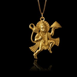 Gold Hanuman Pendant - Solid Gold Hanuman Necklace, Hindu Jewelry, Symbol Of Devotion And Strength – Made In USA