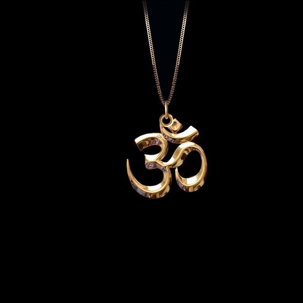 MINI Om Symbol Pendant in 14k Yellow Gold (22,5 mm) - Gold Ohm Mantra Necklace, Yoga Gift Necklace, Om Charm, Spiritual Necklace