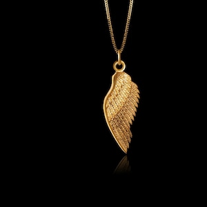 MINI Wing Pendant (30.5 mm) - Solid Gold Wing Necklace, Angel Wing Jewelry, Symbol Of Freedom And Protection – Made In USA