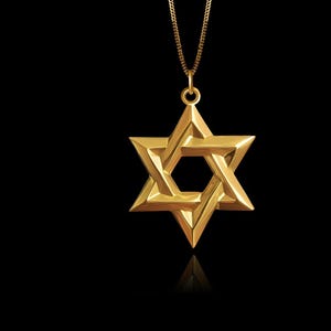Gold Star of David Pendant - Made in USA