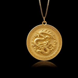 Gold Dragon Pendant 11 - Solid Gold Dragon Necklace, Mythical Creature Jewelry, Symbol Of Power And Protection – Made In USA