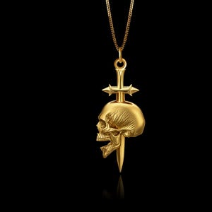 Gold Sliced Skull Pendant - Solid Gold Skull Necklace, Gothic Jewelry, Symbol Of Mortality & Protection – Made In USA