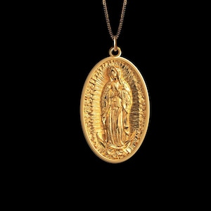 Gold Virgin Mary Pendant 12 - Solid Gold Virgin Mary Necklace, Religious Jewelry, Symbol Of Grace & Protection – Made In USA