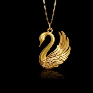 Gold Swan Pendant 2 - Solid Gold Swan Necklace, Elegant Jewelry, Symbol Of Grace And Transformation – Made In USA