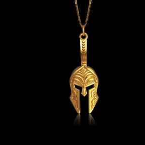 Gold Spartan Helmet Pendant 3 - Solid Gold Spartan Helmet Necklace, Men&#39;s Warrior Jewelry, Symbol Of Strength And Honor – Made In USA