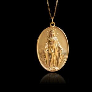 Gold Virgin Mary Pendant - Solid Gold Virgin Mary Necklace, Religious Jewelry, Symbol Of Grace & Protection – Made In USA