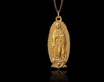 Gold Virgin Mary Pendant 5 - Solid Gold Virgin Mary Necklace, Religious Jewelry, Symbol Of Grace & Protection – Made In USA