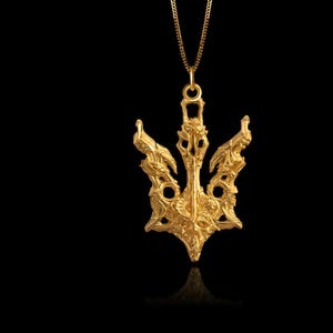Gold Trident Pendant - Solid Gold Trident Necklace, Nautical Jewelry, Symbol Of Power And Sea Authority – Made In USA
