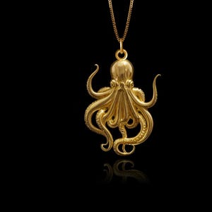 Gold Octopus Pendant - Solid Gold Octopus Necklace, Ocean Jewelry, Sealife Jewelry – Made In USA