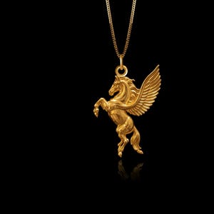 MINI Pegasus Pendant 2 (26 mm) - Solid Gold Pegasus Necklace, Mythical Horse Jewelry, Symbol Of Freedom – Made In USA