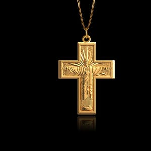 Gold Iria Cross Pendant - Solid Gold Cross Necklace, Christian Religious Jewelry – Made In USA