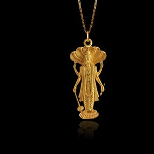 Gold Vishnu Pendant - Solid Gold Vishnu Necklace, Hindu Jewelry, Symbol Of Preservation And Cosmic Order – Made In USA