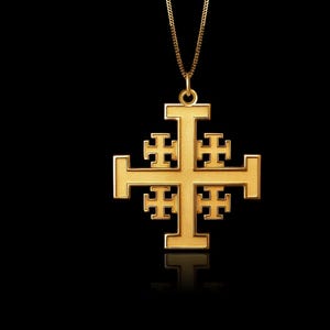 Gold Jerusalem Cross Pendant – Solid Gold Jerusalem Cross Necklace, Christian Jewelry, Symbol Of Faith And Unity – Made In USA
