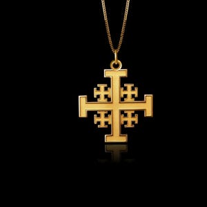 MINI Jerusalem Cross Pendant (23 mm) - Solid Gold Jerusalem Cross Necklace, Christian Jewelry, Symbol Of Faith And Unity – Made In USA