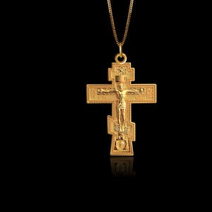Gold Veneto Cross Pendant - Solid Gold Cross Necklace, Christian Religious Jewelry – Made In USA