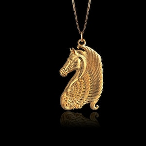 Gold Pegasus Pendant 5 - Solid Gold Pegasus Necklace, Men & Women&#39;s Mythical Horse Jewelry, Symbol Of Freedom – Made In USA