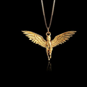 Gold Pegasus Pendant 3 - Solid Gold Pegasus Necklace, Mythical Horse Jewelry, Symbol Of Freedom – Made In USA