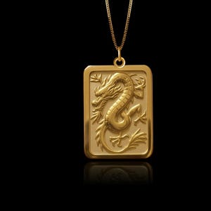 Gold Dragon Pendant 5 - Solid Gold Dragon Necklace, Mythical Creature Jewelry, Symbol Of Power And Protection – Made In USA