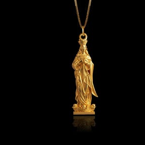 Lady of the Immaculate Conception - Solid Gold Virgin Mary Necklace, Religious Jewelry, Symbol Of Grace & Protection – Made In USA