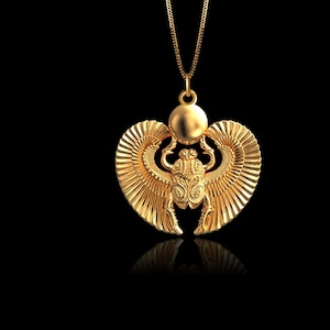 Gold Scarab Pendant 4 - Solid Gold Scarab Necklace, Egyptian Jewelry, Symbol Of Protection And Rebirth – Made In USA