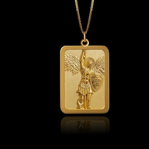 Gold St Michael Pendant 9 - Solid Gold St Michael Necklace, Archangel Jewelry, Symbol Of Protection And Courage – Made In USA