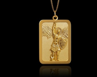 Gold St Michael Pendant 9 - Solid Gold St Michael Necklace, Archangel Jewelry, Symbol Of Protection And Courage – Made In USA