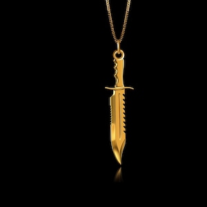 Gold Knife Pendant - Solid Gold Knife Necklace, Edgy Jewelry, Symbol Of Precision And Strength – Made In USA
