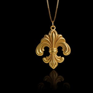 Gold Fleur De Lis Pendant 2 - Solid Gold Fleur De Lis Necklace, French Symbol Jewelry, Emblem Of Honor – Made In USA
