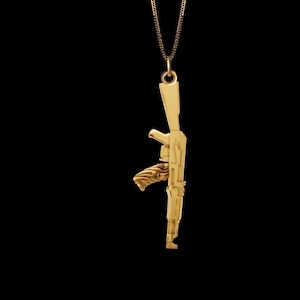 Solid Gold AK47 Pendant - Made in USA