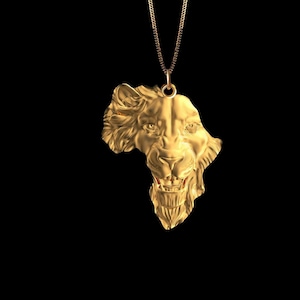 Gold Africa Pendant 3 - Made in USA