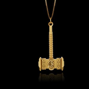 Gold Hammer Pendant - Solid Gold Hammer Necklace, Norse Jewelry, Symbol Of Strength & Protection – Made In USA