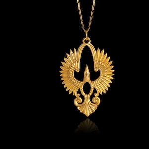 Gold Phoenix Pendant 6 - Solid Gold Phoenix Necklace, Mythical Bird Jewelry, Symbol Of Rebirth And Power – Made In USA