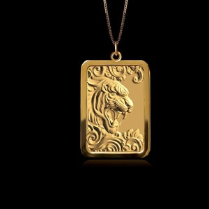 Gold Tiger Pendant - Solid Gold Tiger Necklace, Animal Jewelry, Symbol Of Power And Confidence – Made In USA