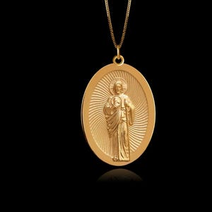Gold St Jude Pendant 4 - Solid Gold St Jude Necklace, Saint Jewelry, Symbol Of Hope And Perseverance – Made In USA