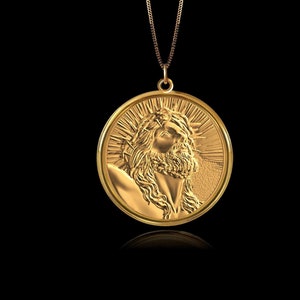 Gold Jesus Coin Pendant - Made in USA