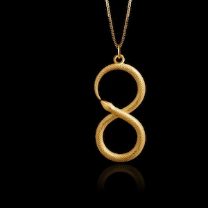 Gold Infinity Snake Symbol Pendant - Solid Gold Ouroboros Necklace, Snake Jewelry, Symbol Of Eternity And Renewal – Made In USA