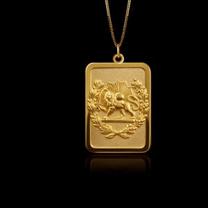 Gold Lion Sun Pahlavi Pendant 2 - Made in USA