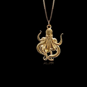 MINI Octopus Pendant (25 mm) - Solid Gold Octopus Necklace, Ocean Jewelry, Sealife Jewelry – Made In USA