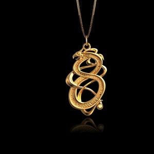 Gold Norse Dragon Pendant - Made in USA