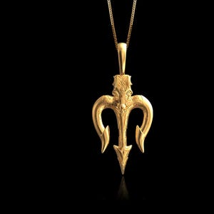 Gold Trident Pendant 2 - Solid Gold Trident Necklace, Nautical Jewelry, Symbol Of Power And Sea Authority – Made In USA