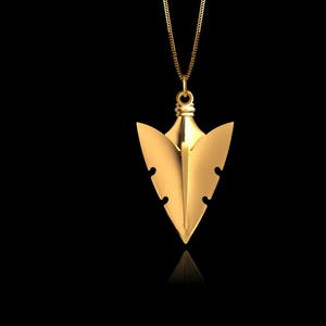 Gold Arrowhead Pendant 5 - Solid Gold Arrowhead Necklace, Tribal Jewelry, Symbol Of Strength – Made In USA
