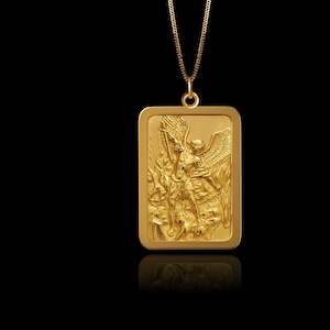 Gold St Michael Pendant 15 - Solid Gold St Michael Necklace, Archangel Jewelry, Symbol Of Protection And Courage – Made In USA