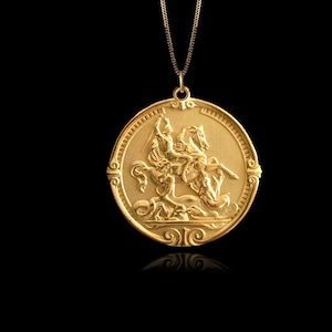 Gold St George Pendant 2 – Solid Gold Archangel Necklace – Religious Jewelry Made in USA