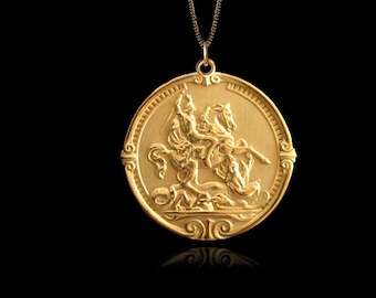 Gold St George Pendant 2 – Solid Gold Archangel Necklace – Religious Jewelry Made in USA